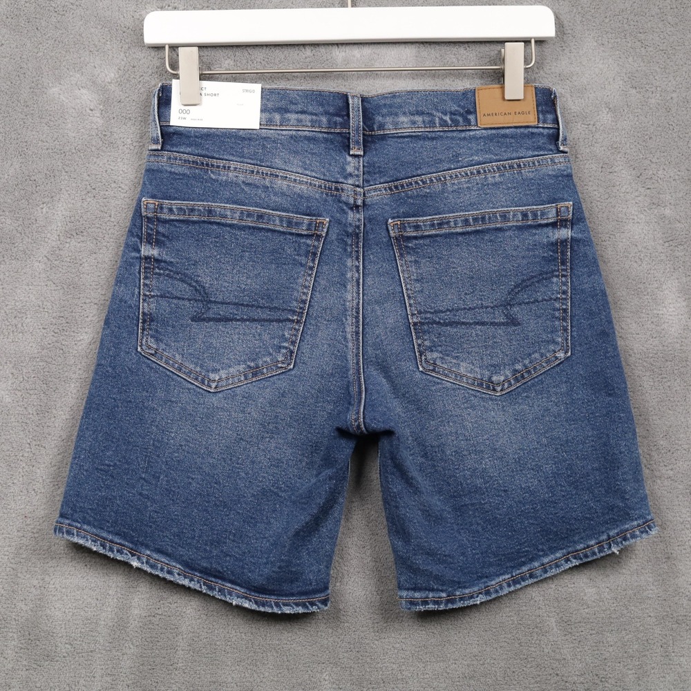 AMERICAN EAGLE 8 Inch Perfect Bermuda Short High Rise STRIGID Denim Blue 000 NWT - Picture 4 of 9
